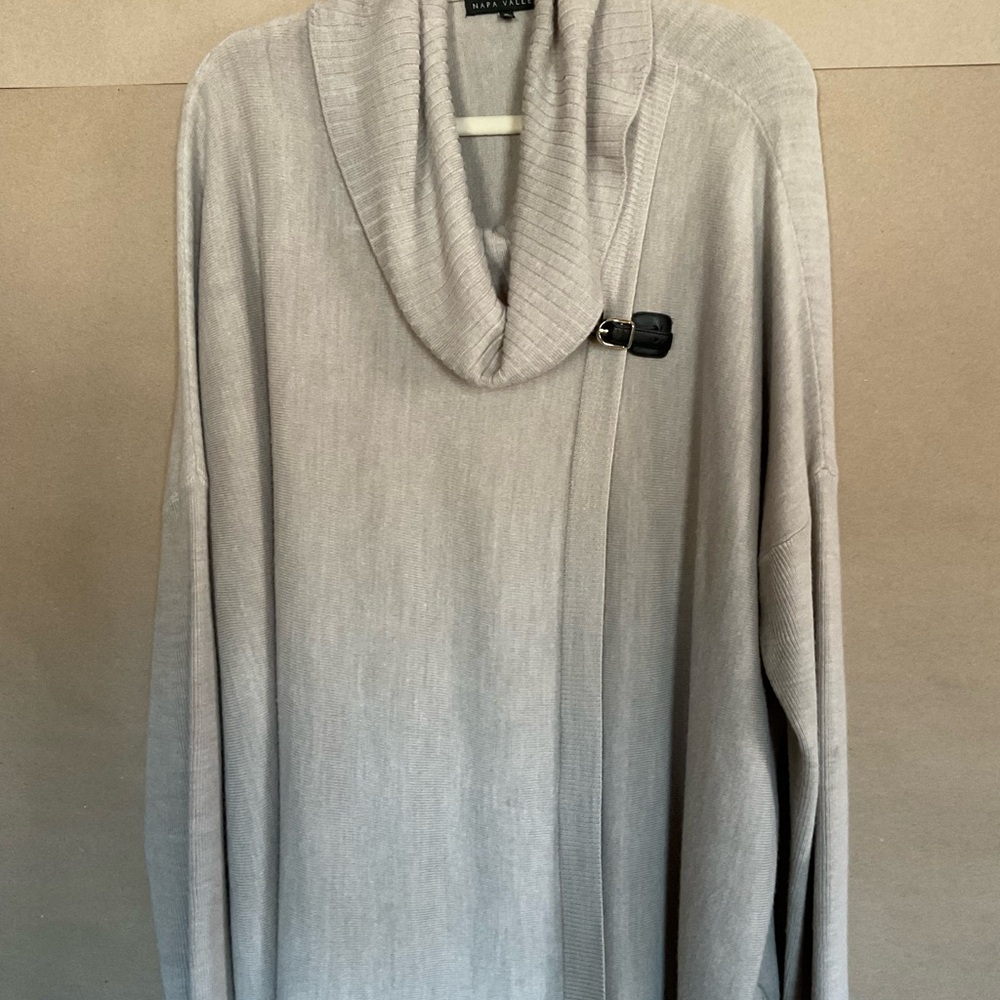 Napa Valley Cowl Neck Sweater with Buckle Detail. Size XL